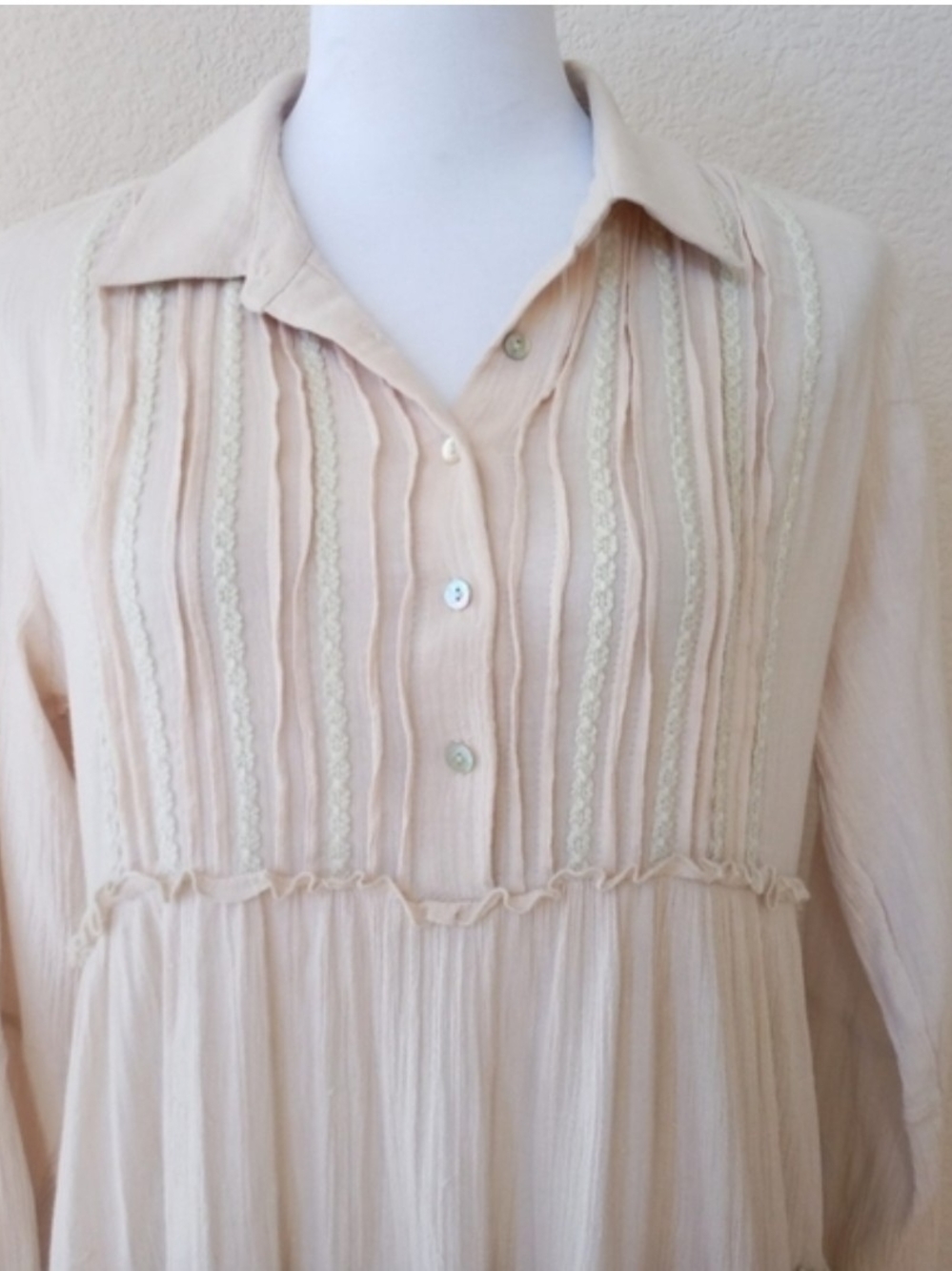 Sundance Enchanted Days Dress In Flax Cottage Core Lace Womens Size Large